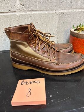 Red Wing Shoes Brown and Tan Moc Toe Leather Work Boots